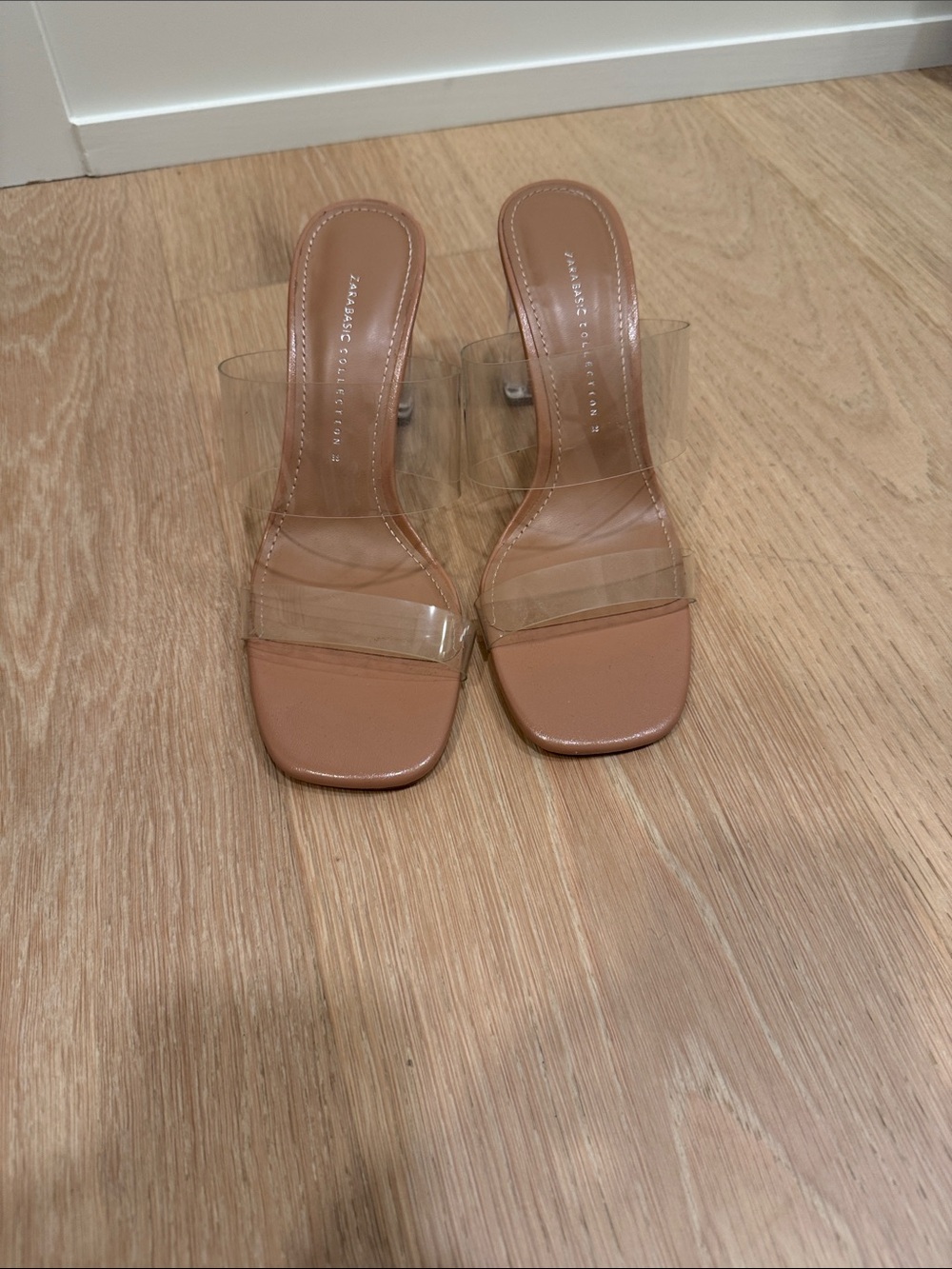 Zara Nude Clear-Strap Slide Mules